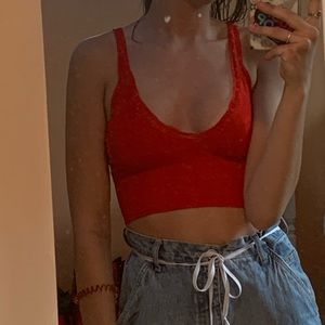URBAN OUTFITTERS RED LACE TRIM TANK TOP
